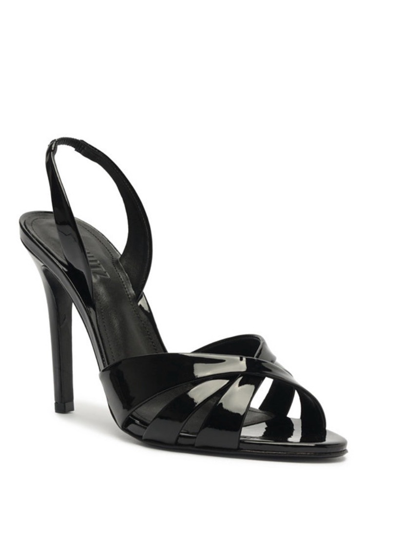 Schutz Black Patent Slingback Stiletto Sandals